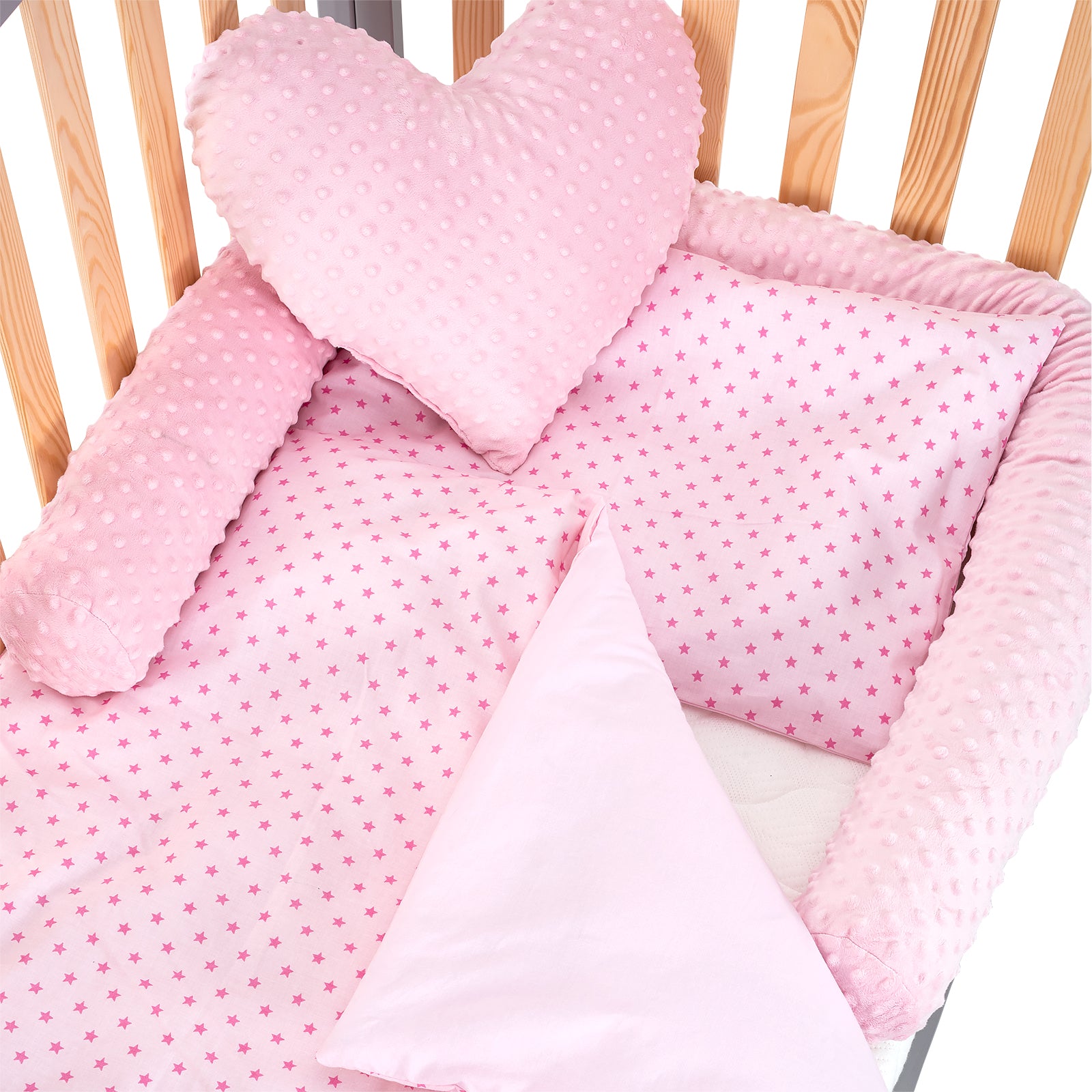 Textil-Komplettset für Kinderbett Rosa Sterne
