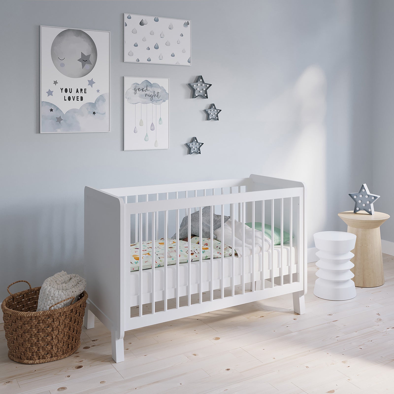 Kinderbett Nachteule Weiß 120x60