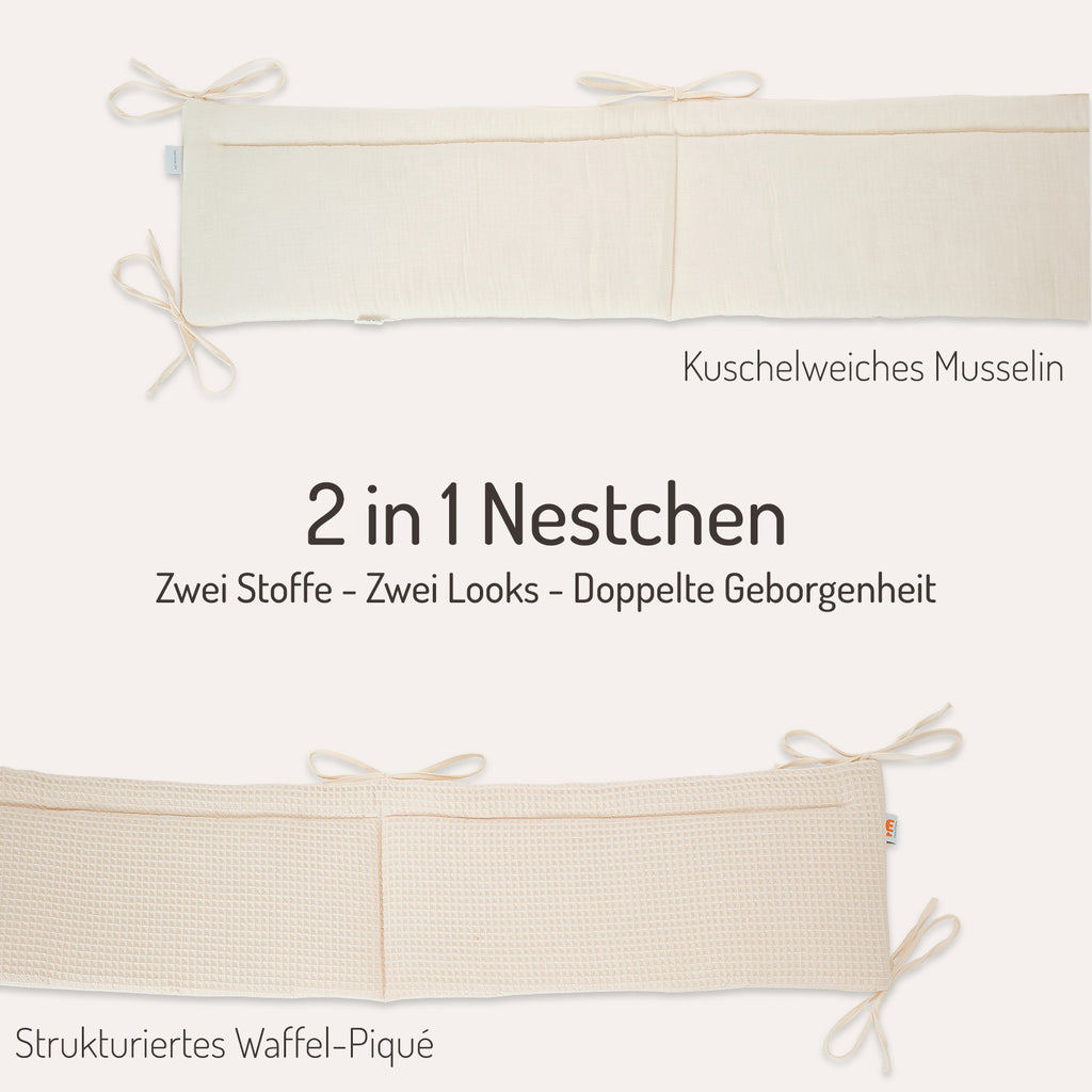 Waffel-Piqué-/Musselin-Nestchen Beige