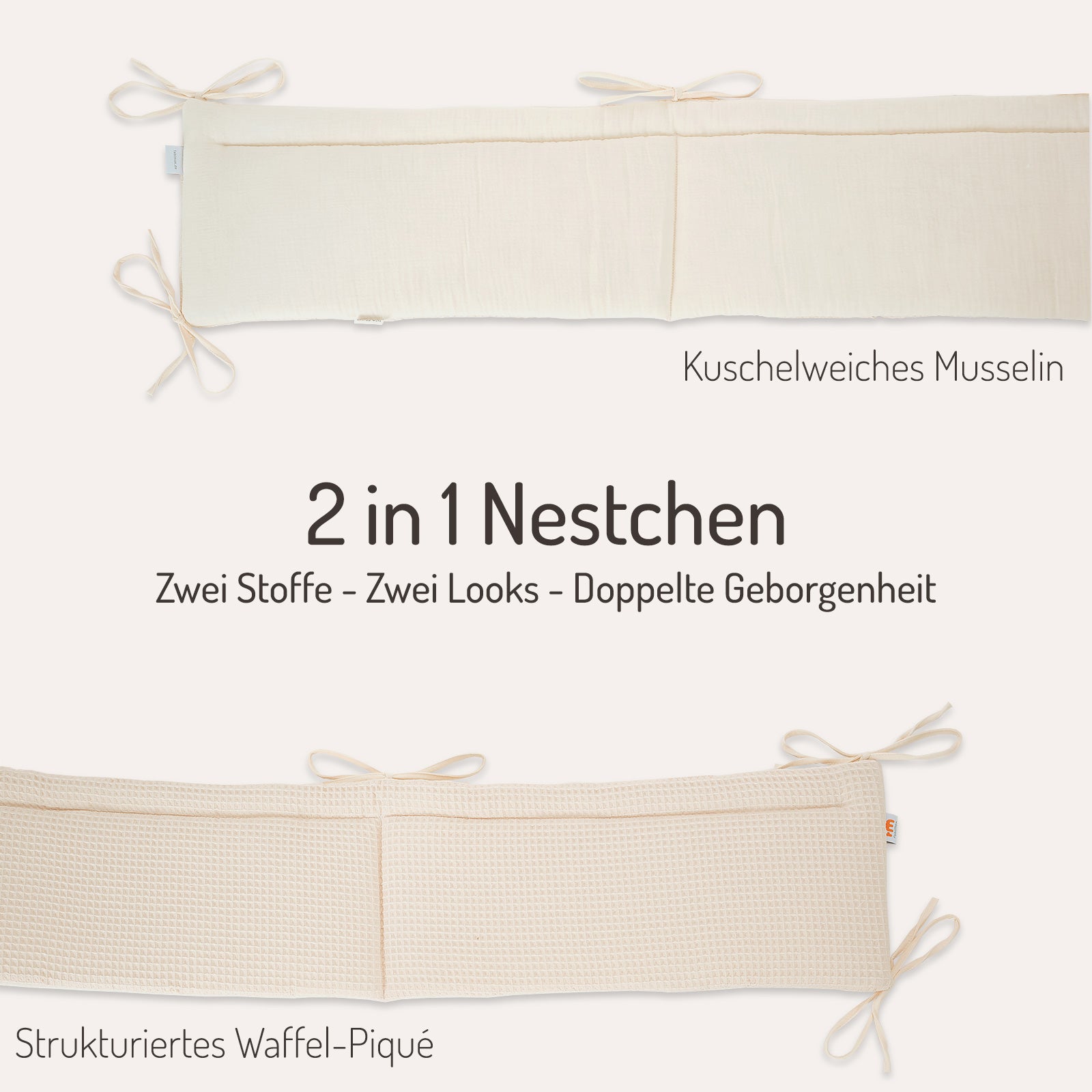Waffel-Piqué-/Musselin-Nestchen Beige