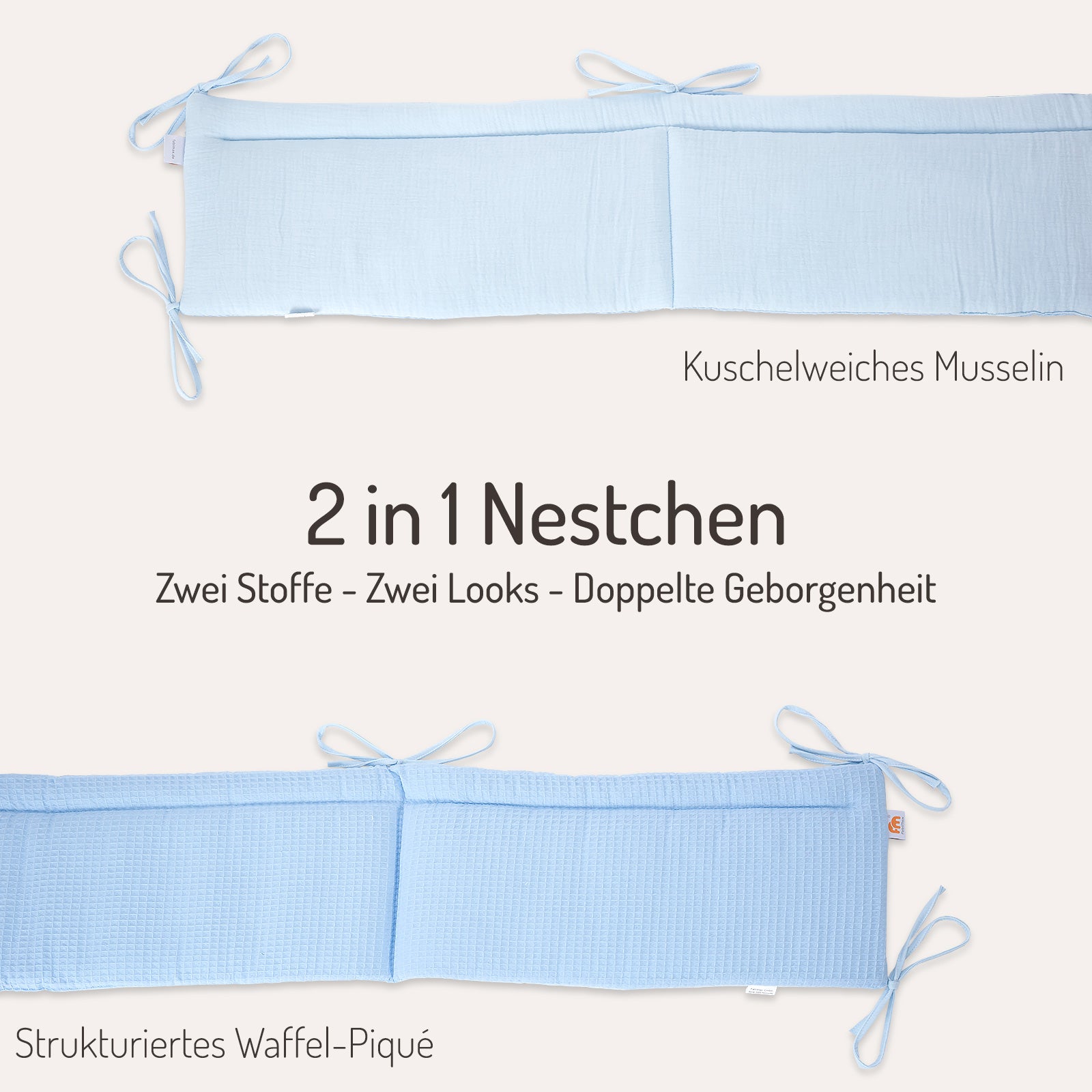 Waffel-Piqué-/Musselin-Nestchen Blau