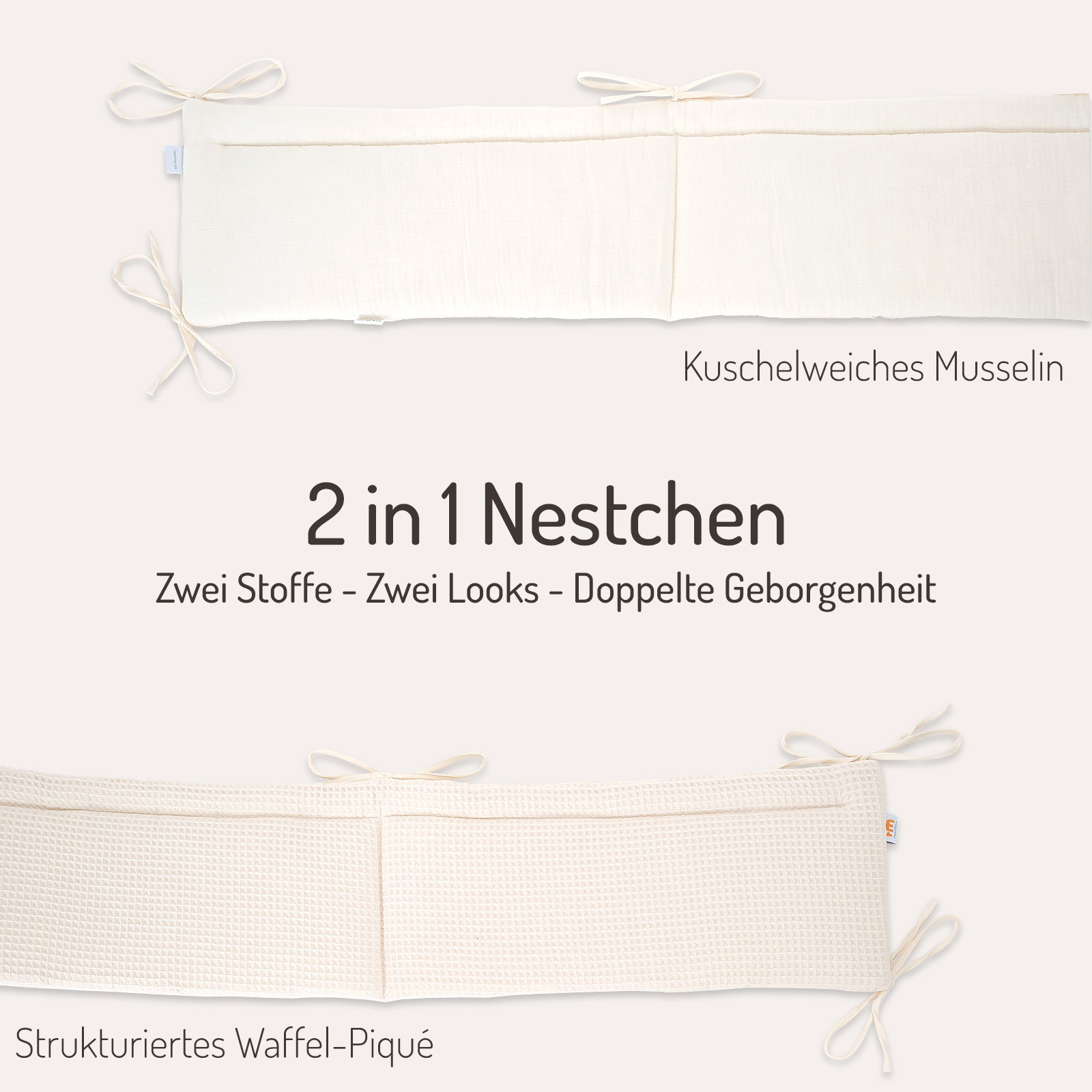 Waffel-Piqué-/Musselin-Nestchen Creme