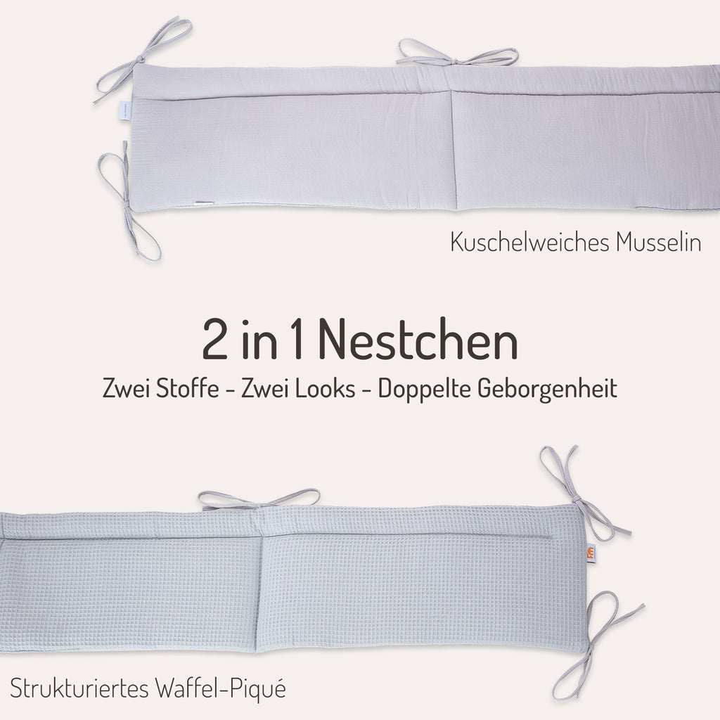 Waffel-Piqué-/Musselin-Nestchen Grau