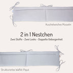 Waffel-Piqué-/Musselin-Nestchen Grau