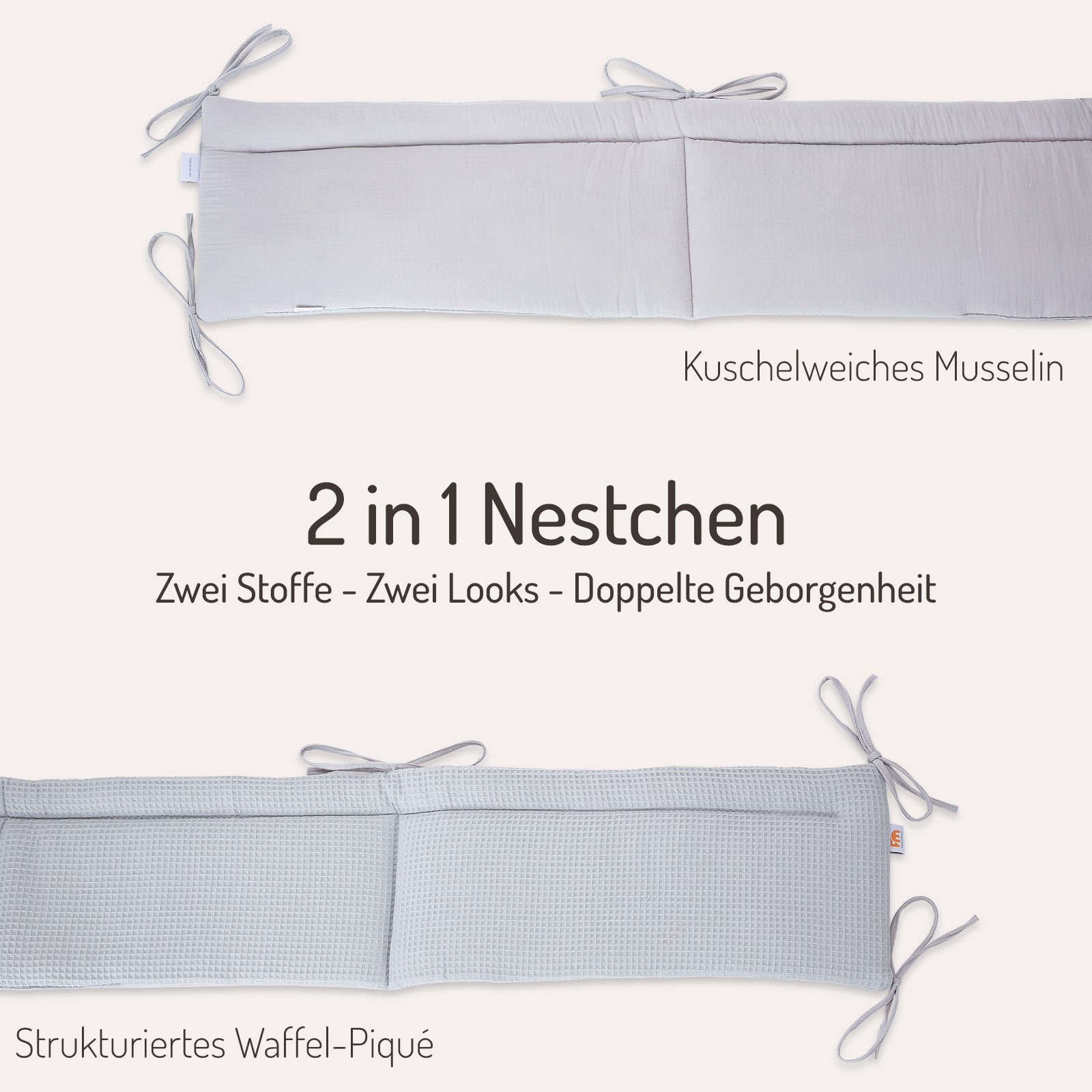 Waffel-Piqué-/Musselin-Nestchen Grau