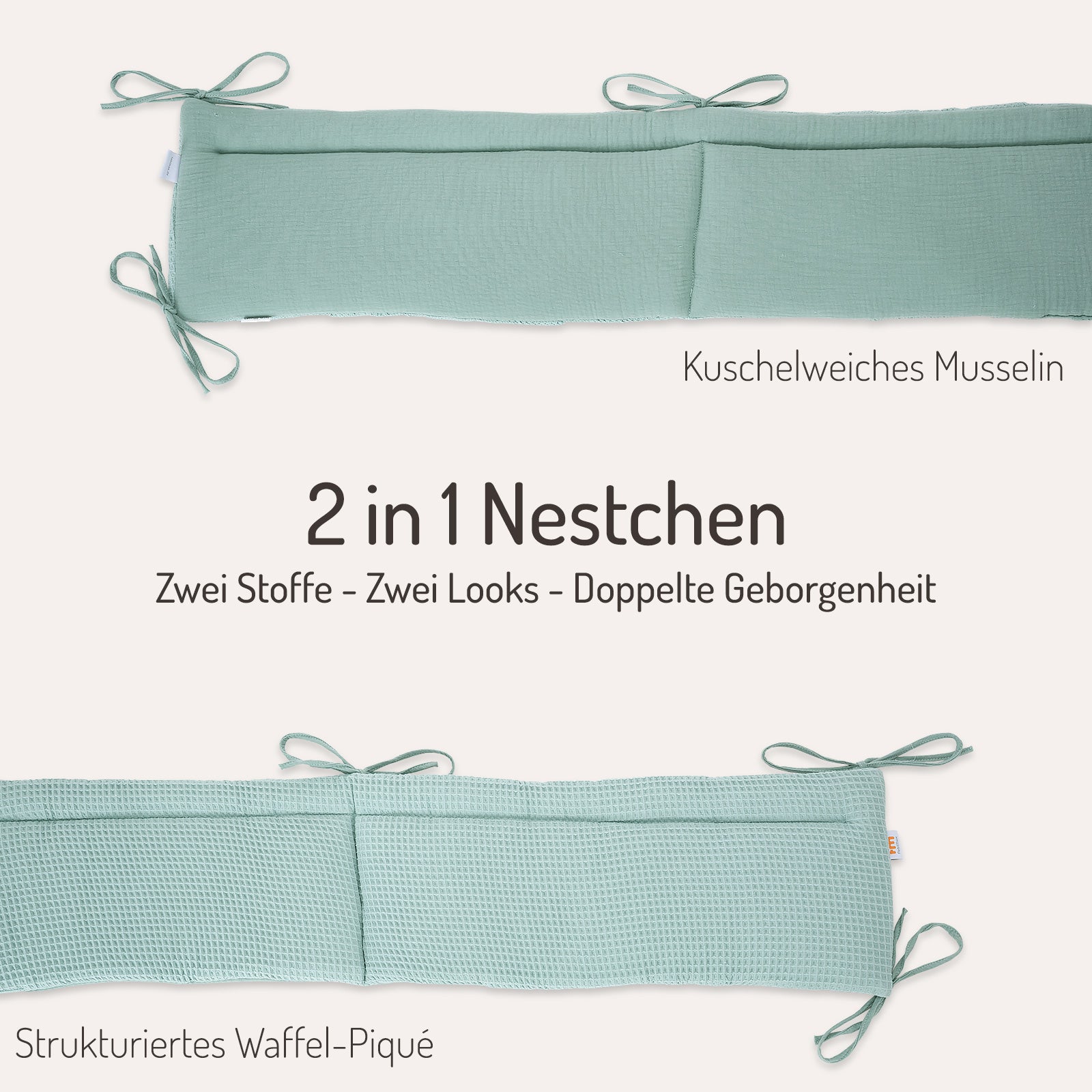Waffel-Piqué-/Musselin-Nestchen Grün
