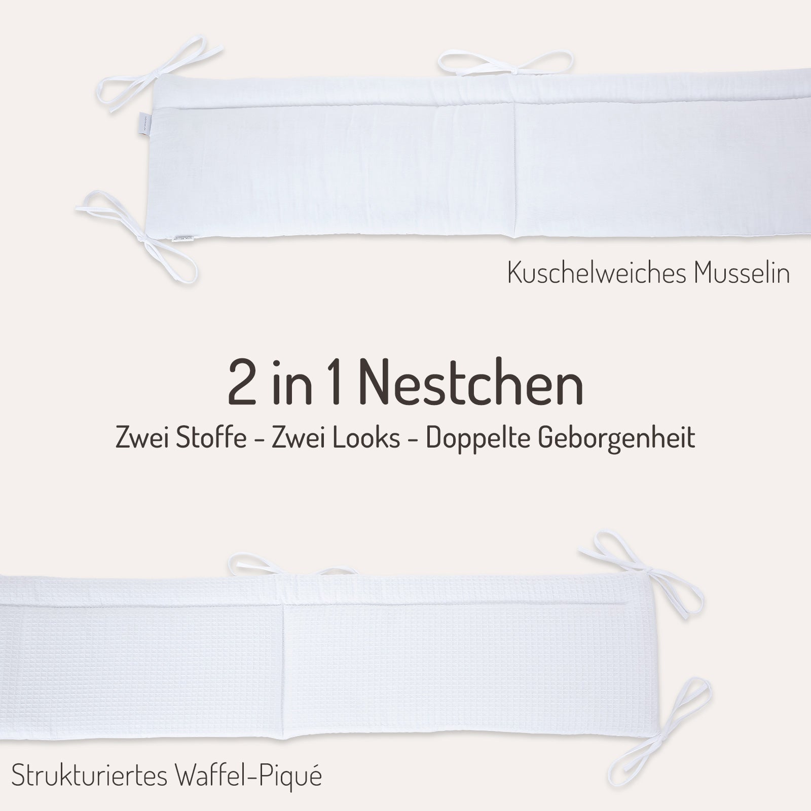 Waffel-Piqué-/Musselin-Nestchen Weiß