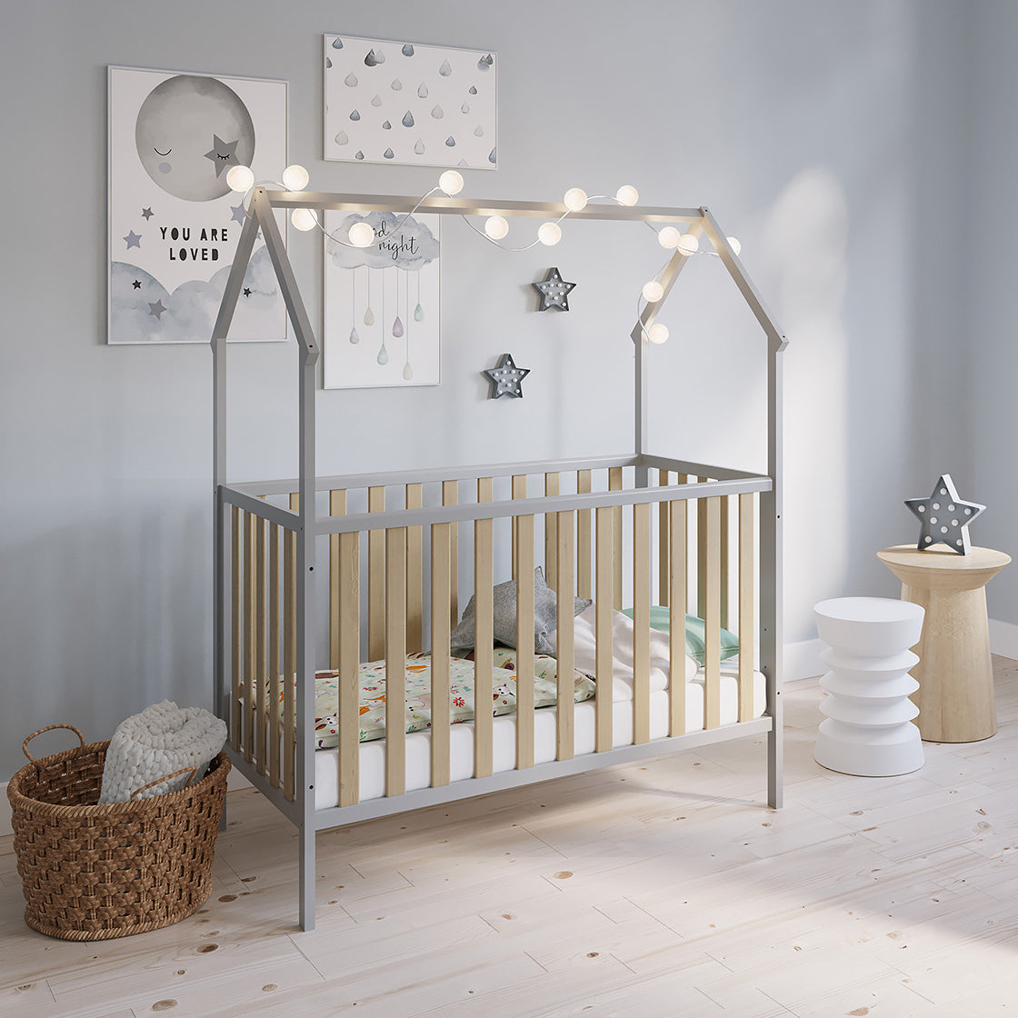 Hausbett Schlafmütze Grau / Natur 120x60