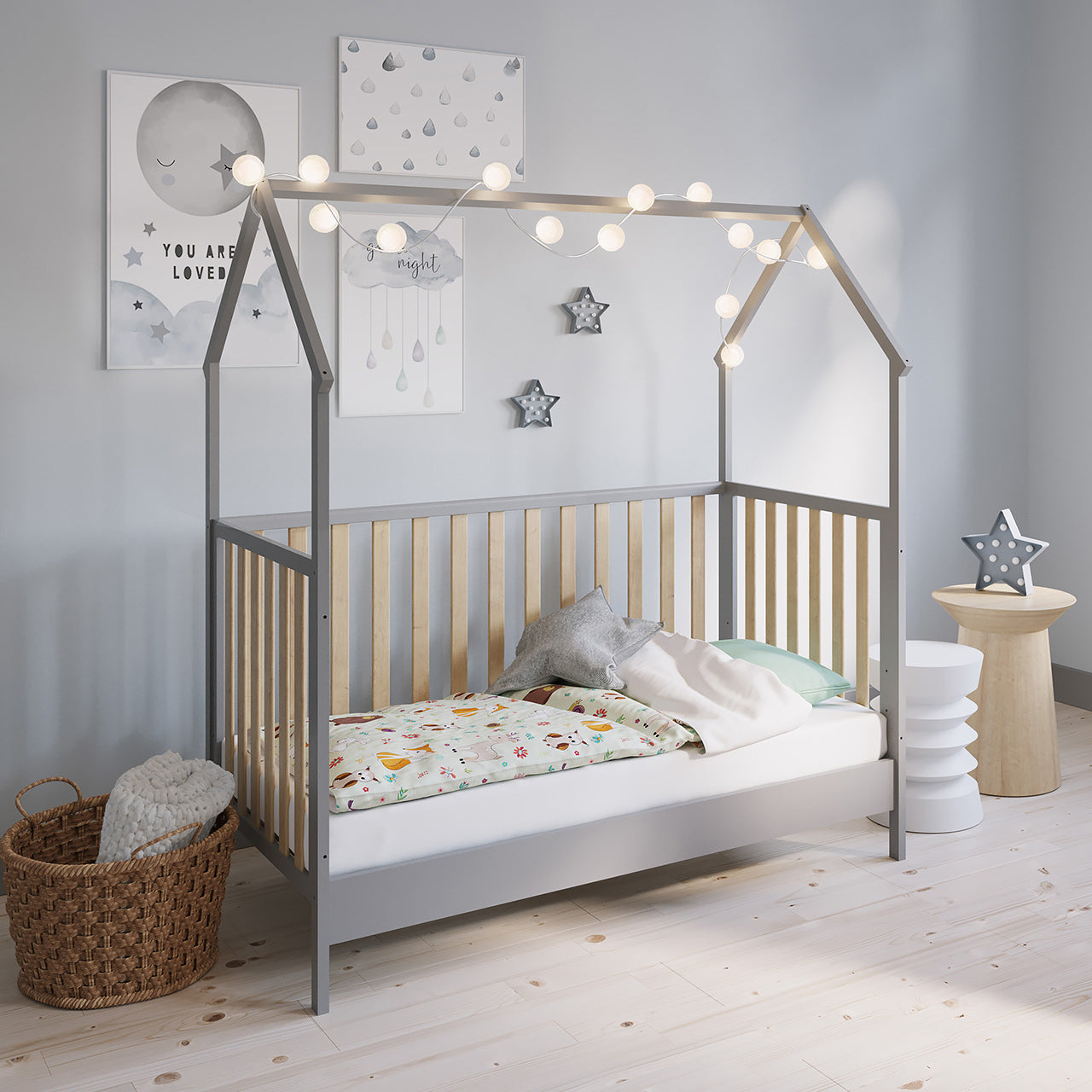 Hausbett Schlafmütze Grau / Natur 140x70
