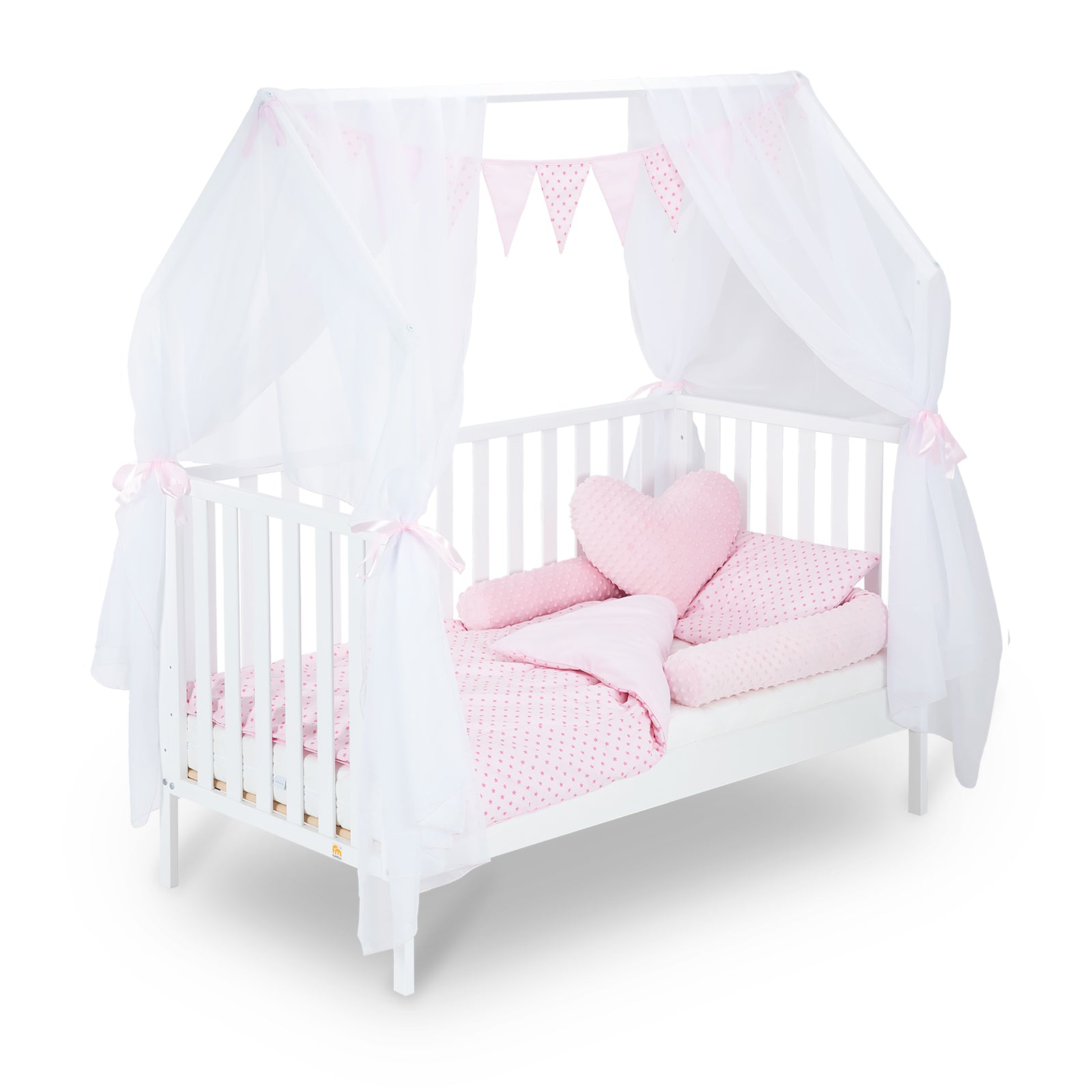 Textil-Komplettset für Kinderbett Rosa Sterne