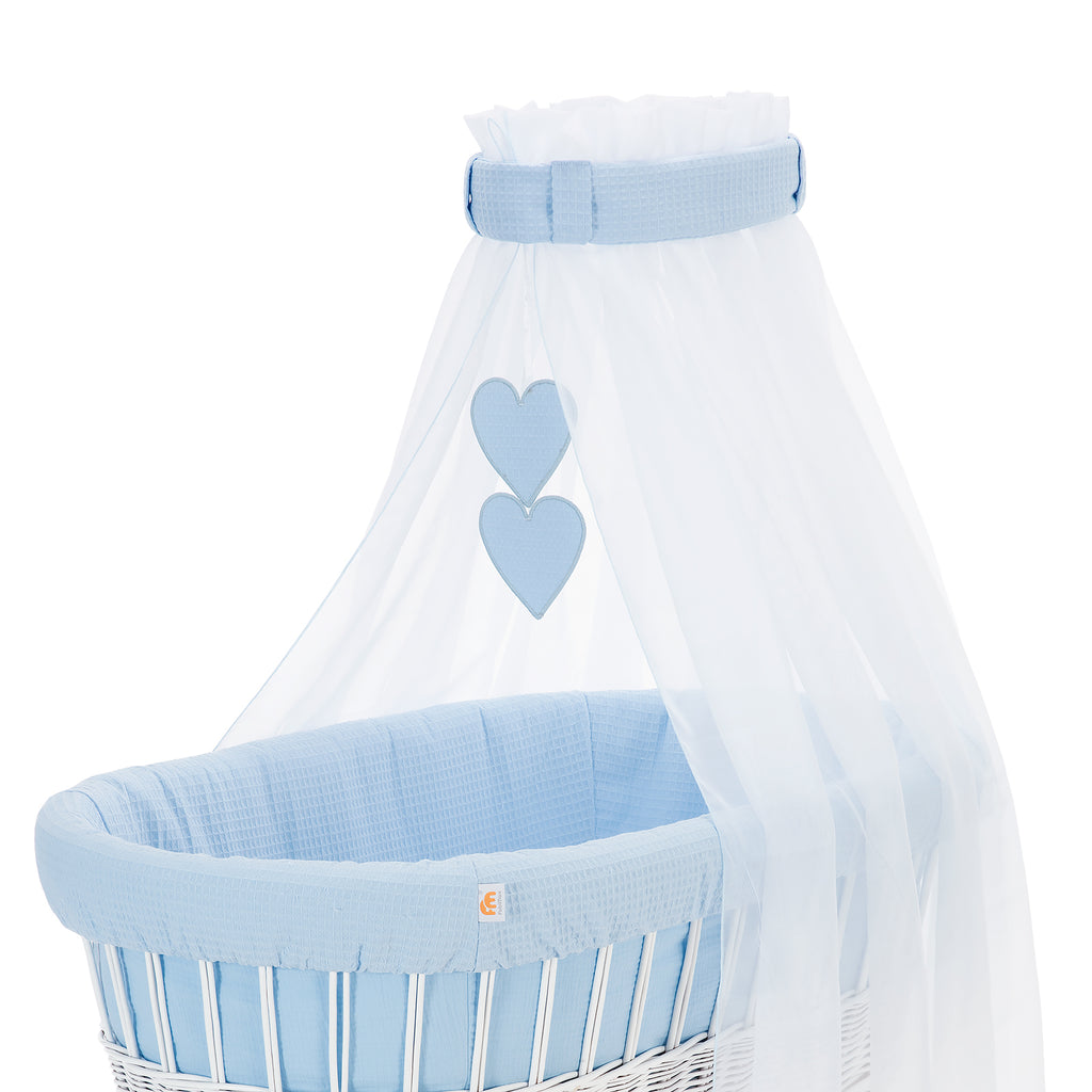 Musselin Textilienset für Stubenwagen Blau