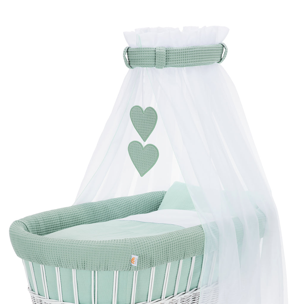 Musselin Textilienset für Stubenwagen Grün