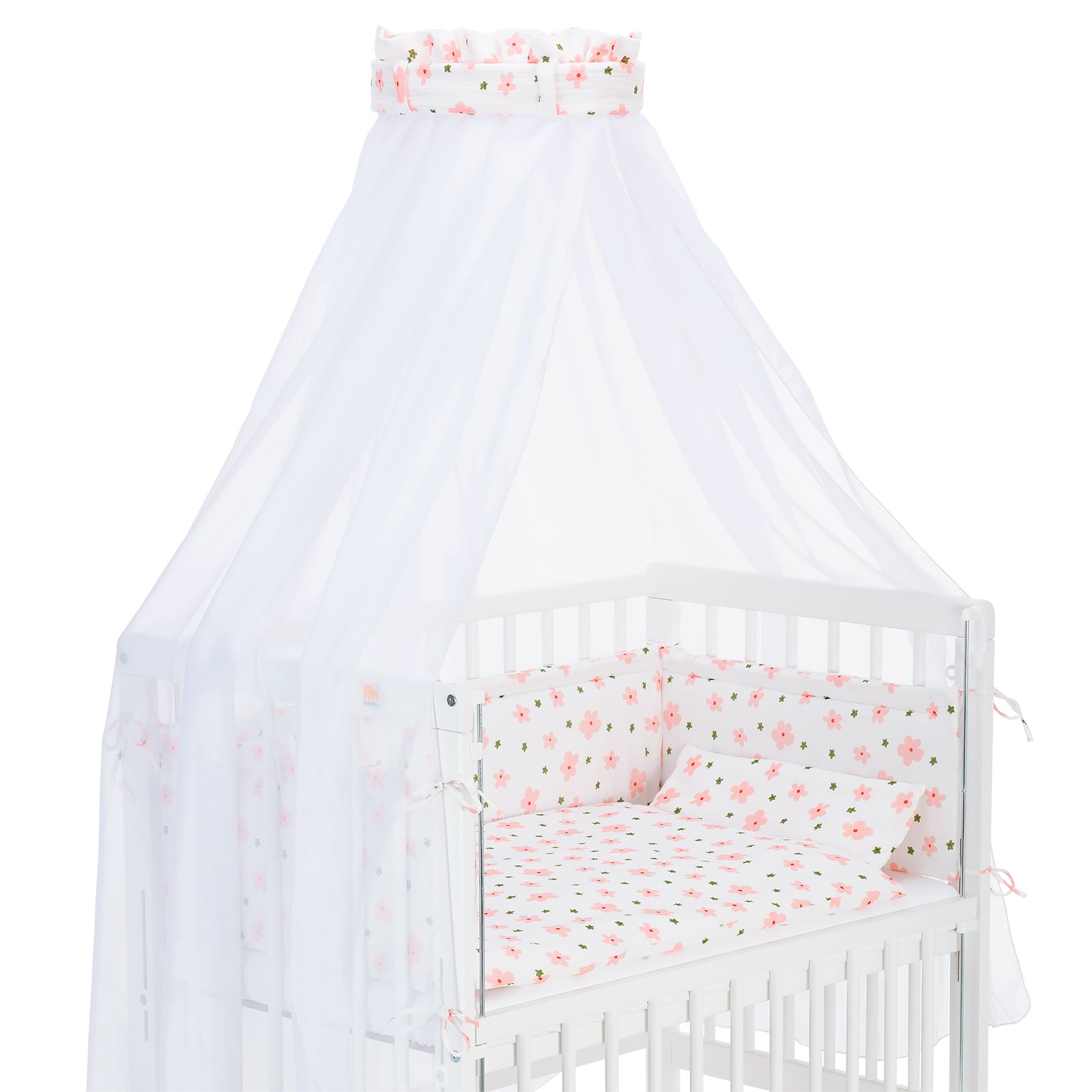 Musselin Textil-Komplettset für Beistellbett Blumen