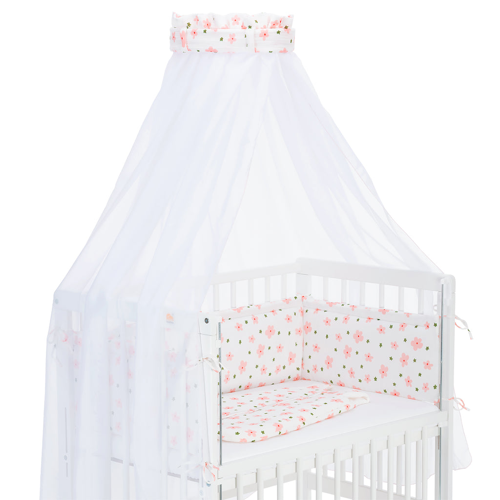 Musselin Textil-Komplettset für Beistellbett Blumen