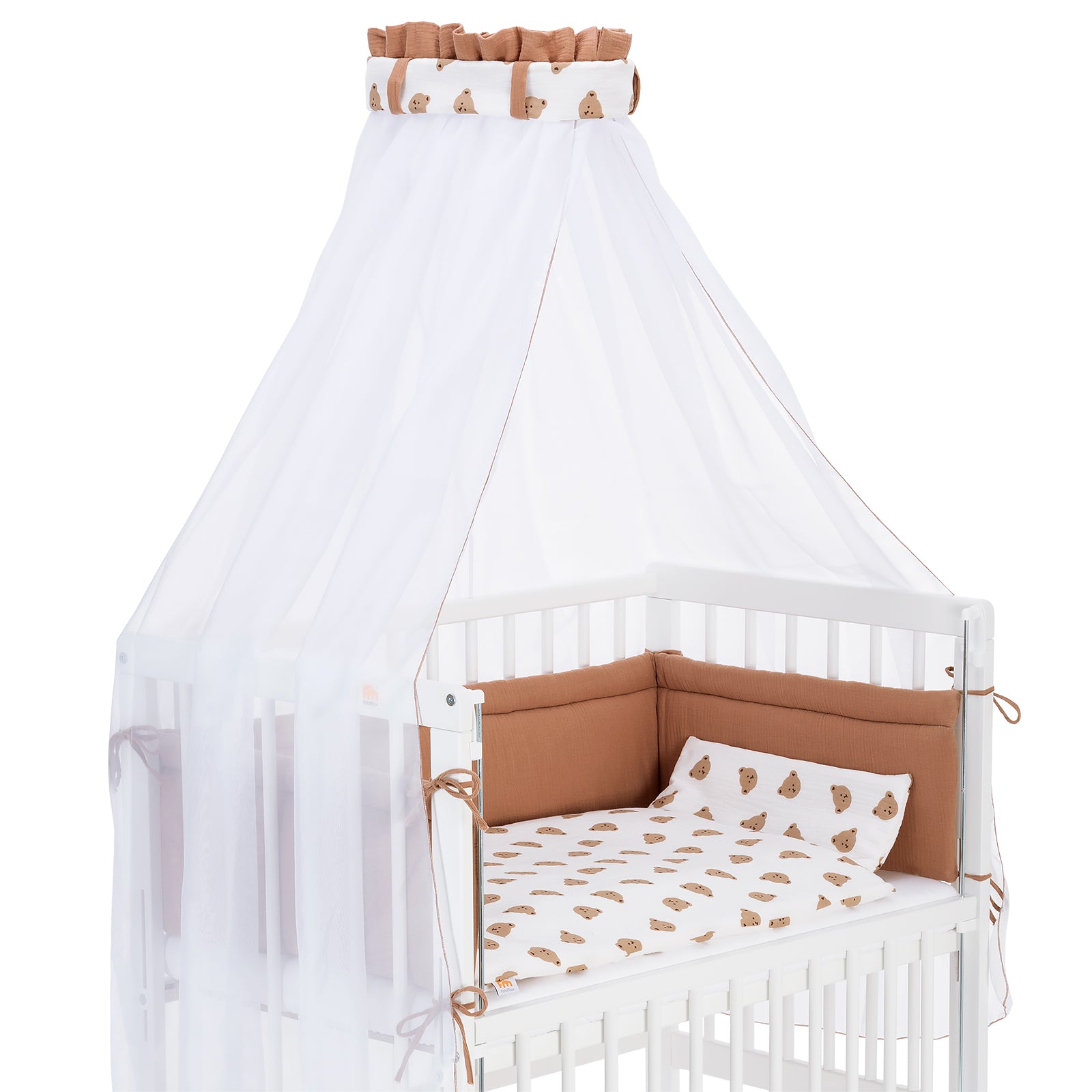 Musselin Textil-Komplettset für Beistellbett Braun