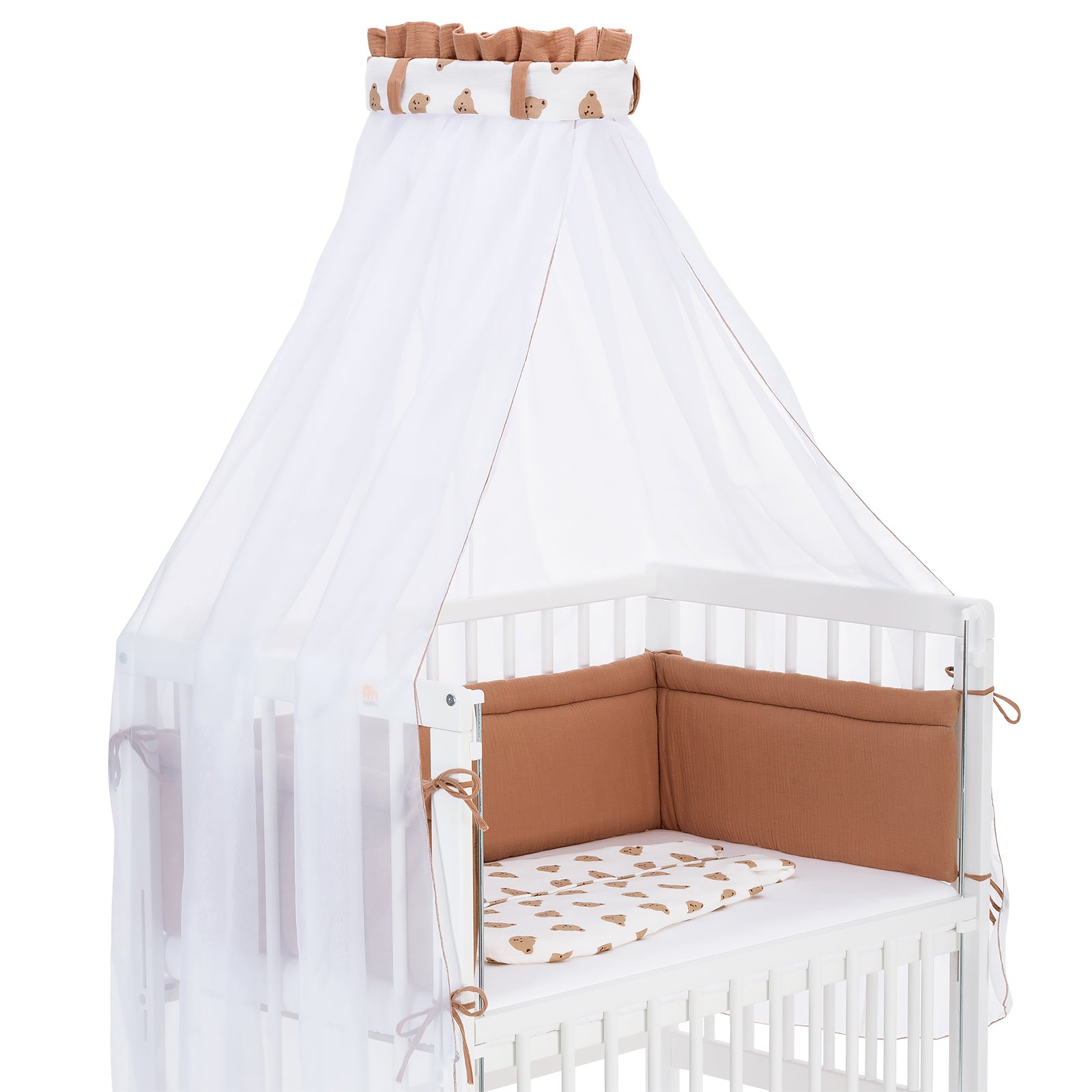 Musselin Textil-Komplettset für Beistellbett Braun
