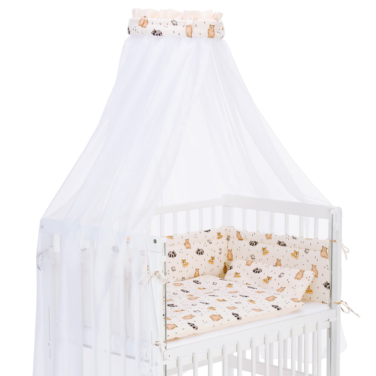 Musselin Textil-Komplettset für Beistellbett Tierchen
