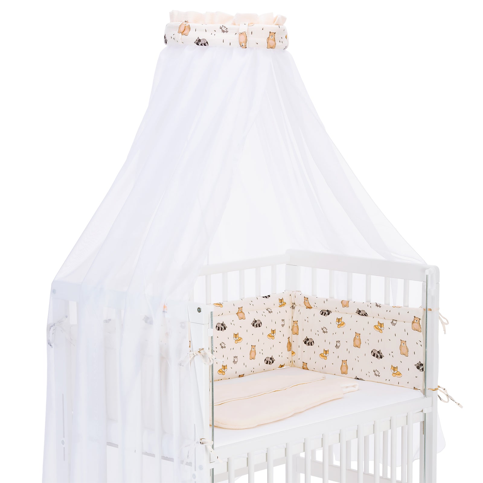 Musselin Textil-Komplettset für Beistellbett Tierchen