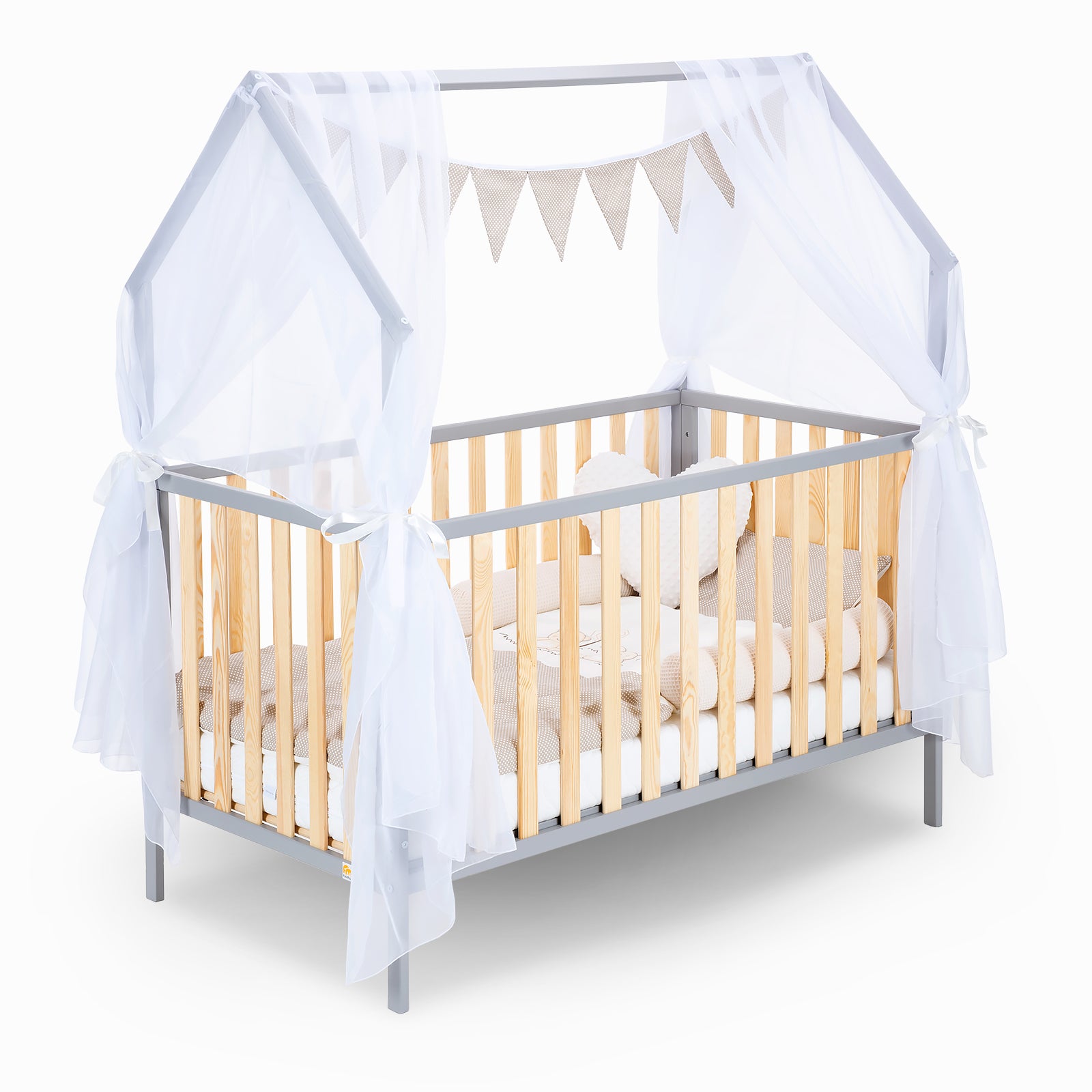 Hausbett Schlafmütze Grau / Natur 120x60