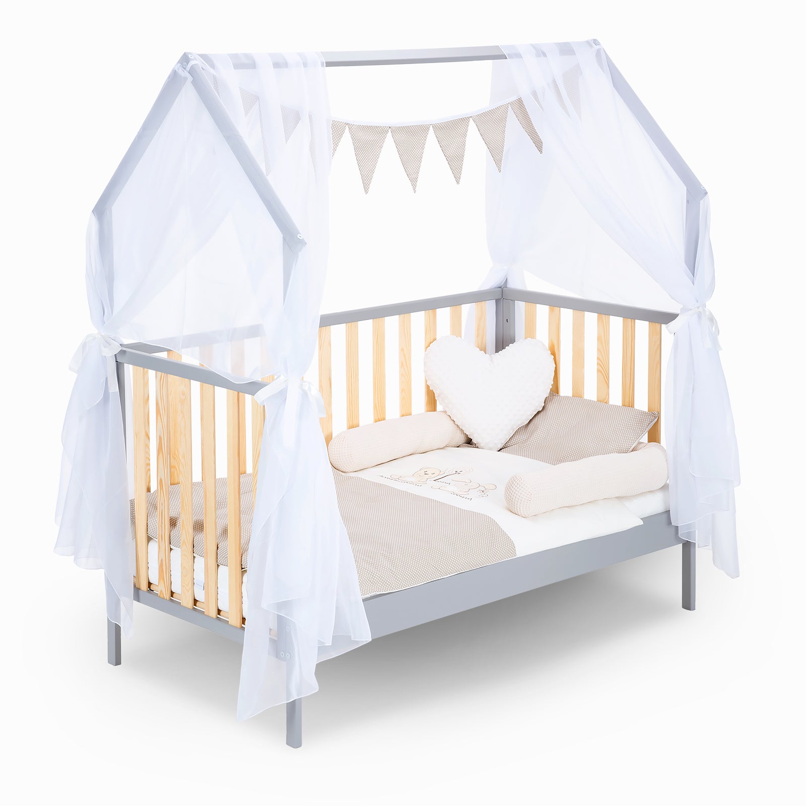 Hausbett Schlafmütze Grau / Natur 140x70