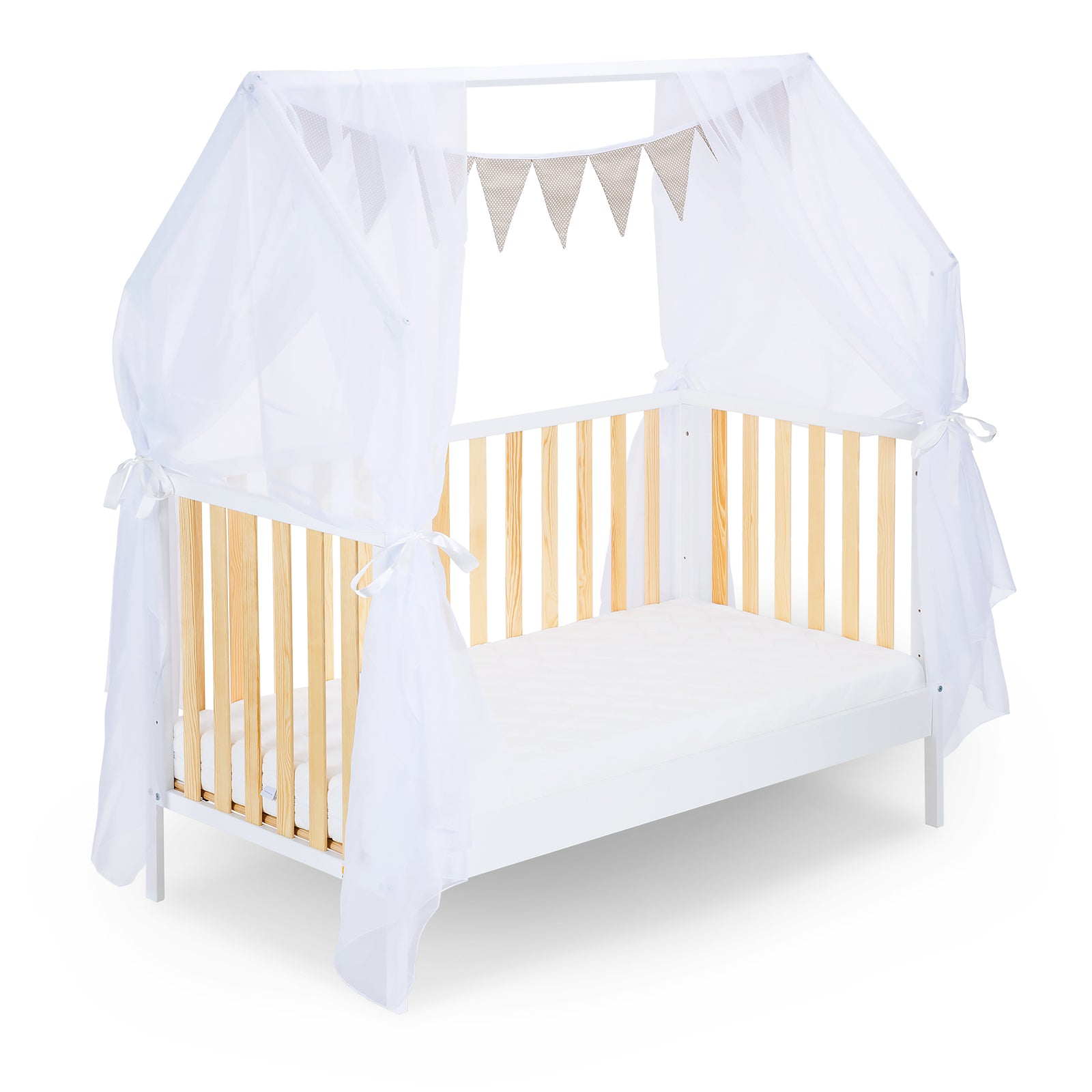 Hausbett Schlafmütze Weiß / Natur 140x70