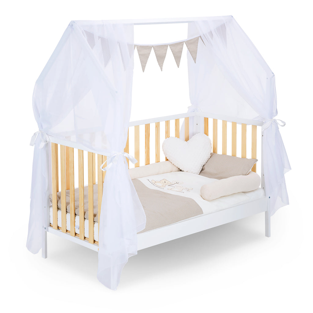 Hausbett Schlafmütze Weiß / Natur 140x70