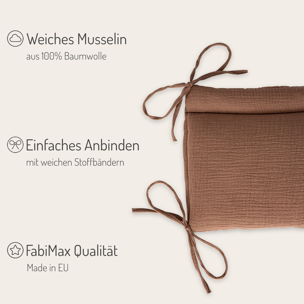 Musselin Nestchen mit Schlafsack für Beistellbett Braun – FabiMax