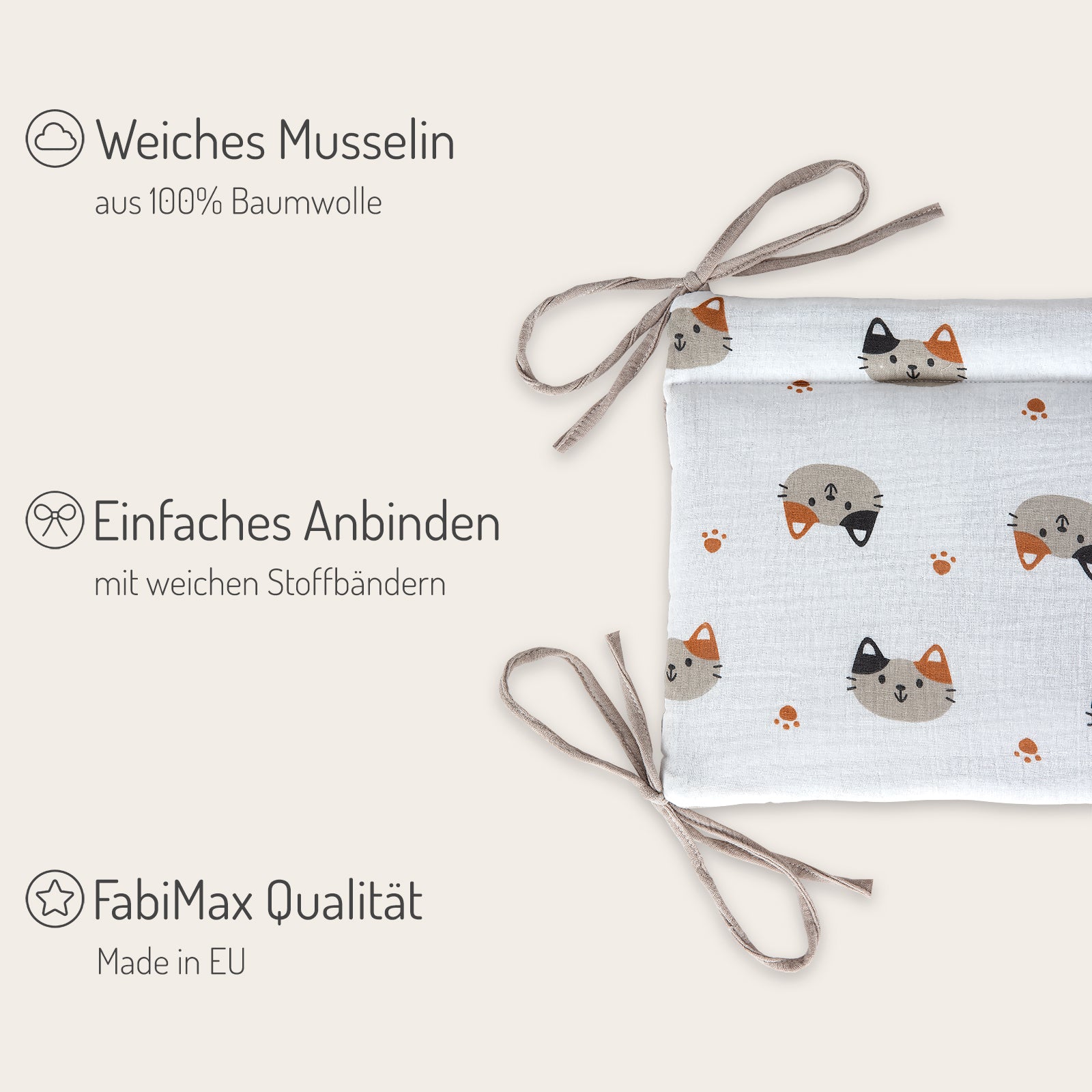 abc design schlafsack Musselin Nestchen mit Schlafsack für Beistellbett Katzen – FabiMax
