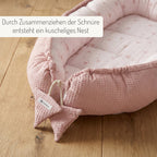 Waffel-/ Musselin Babynest Rosa Blümchen