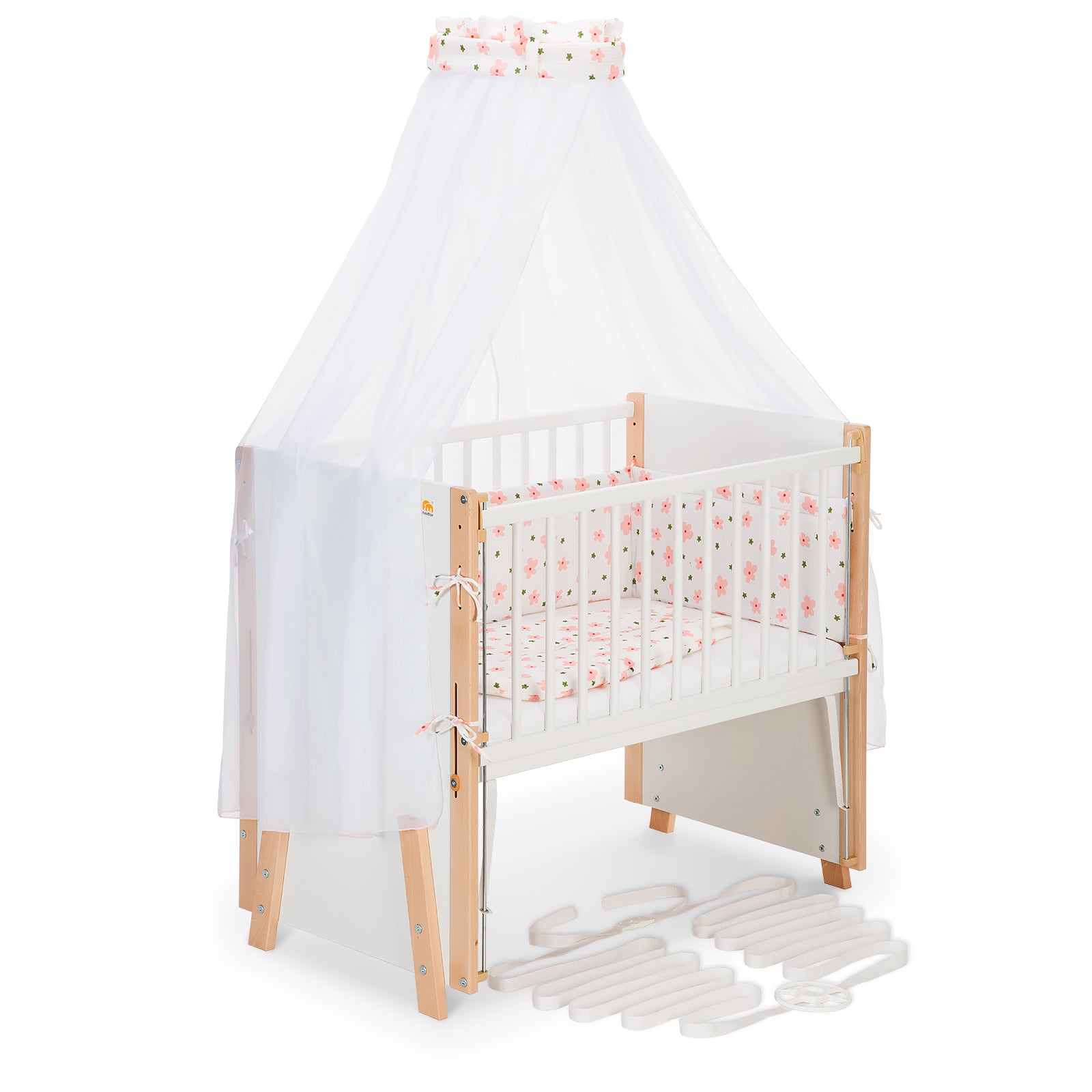 Beistellbett Boxspring Vario Weiß / Natur
