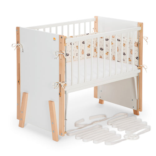 Beistellbett Boxspring Vario Weiß / Natur